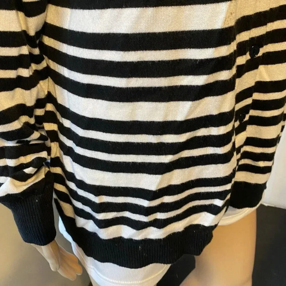 Lord & Taylor Women’s 1X Modal Cotton Cardigan Sweater Black White striped Soft - Picture 8 of 8